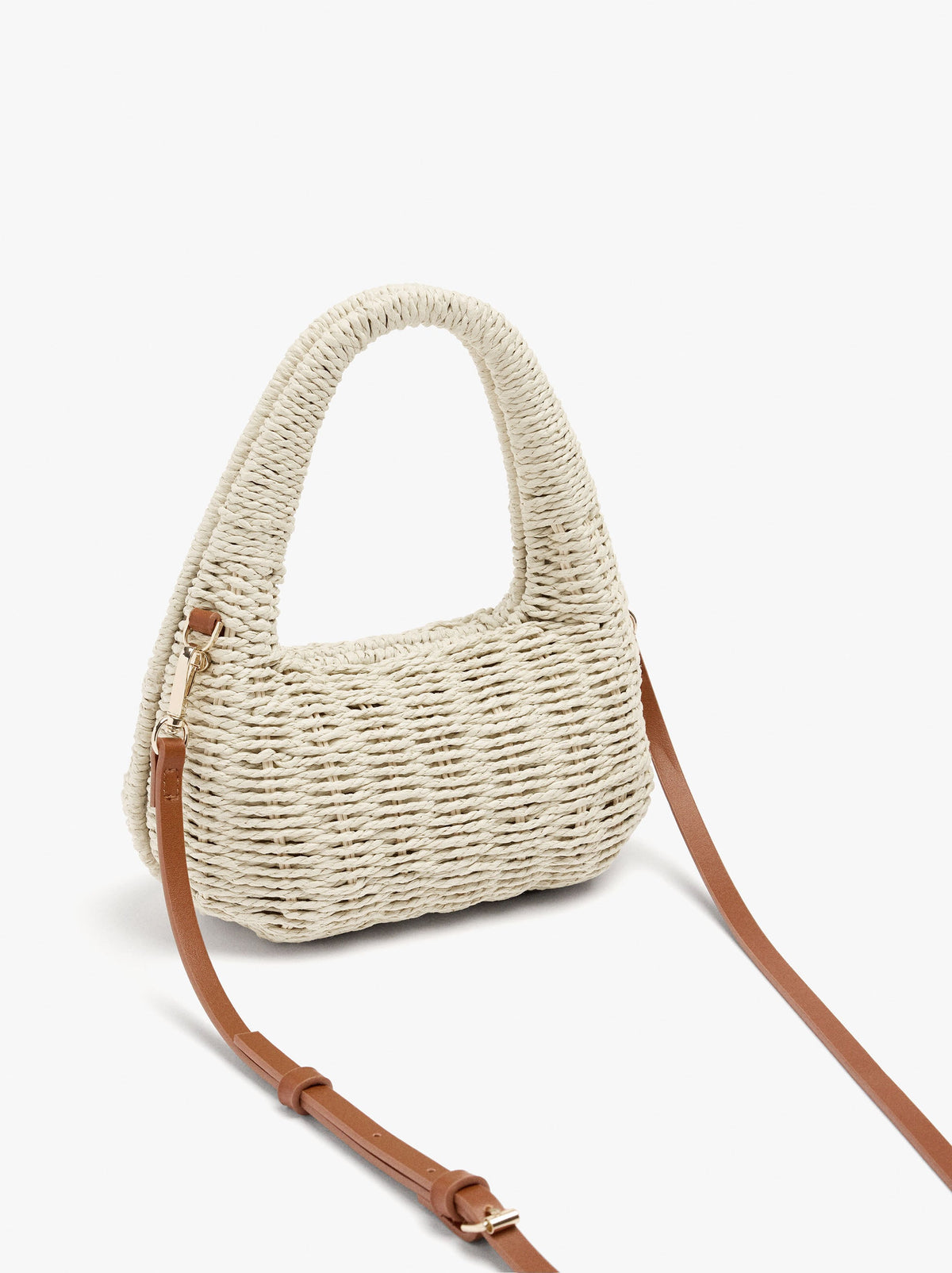 Rigid Handbag With Paper Straw Effect