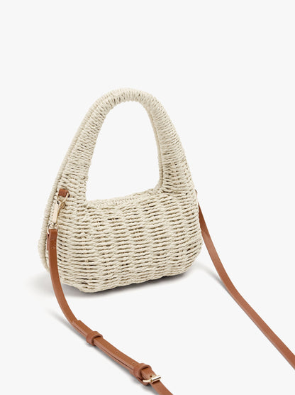 Rigid Handbag With Paper Straw Effect