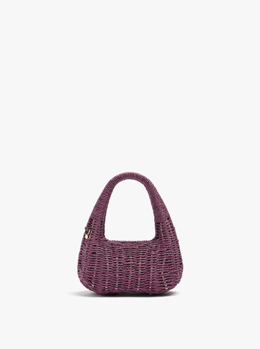 Rigid Handbag With Paper Straw Effect