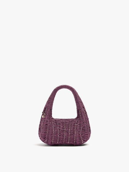 Rigid Handbag With Paper Straw Effect