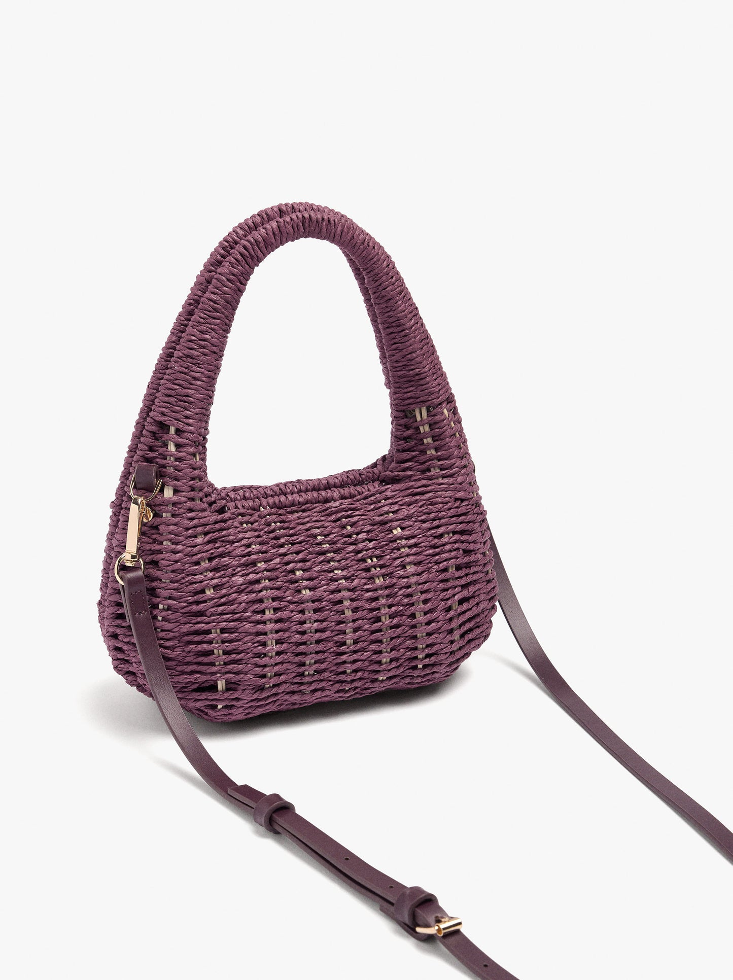Rigid Handbag With Paper Straw Effect