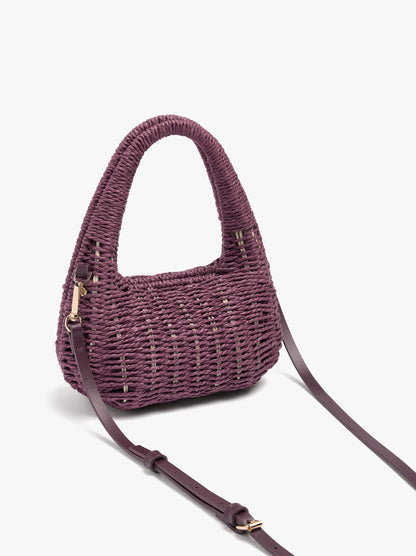Rigid Handbag With Paper Straw Effect