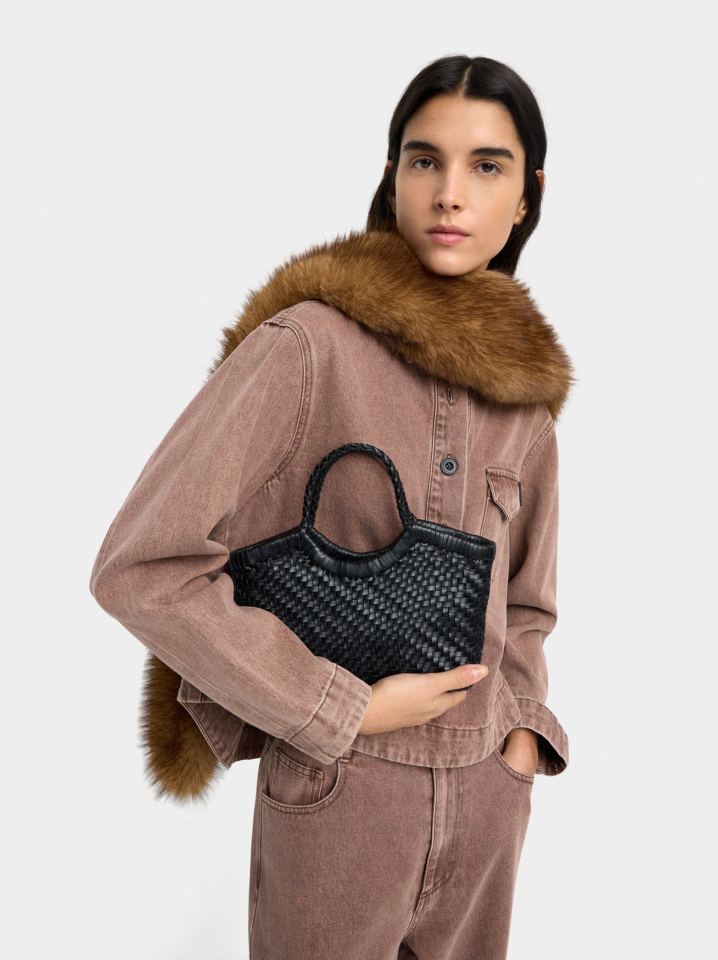 Tote Bag With Braided Leather