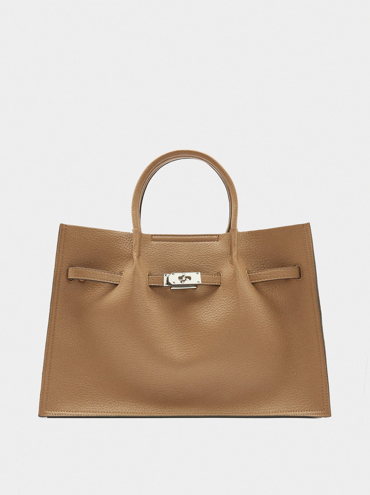 Textured Tote Bag With Belt