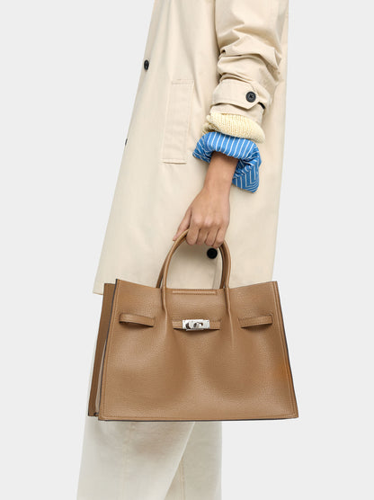 Textured Tote Bag With Belt