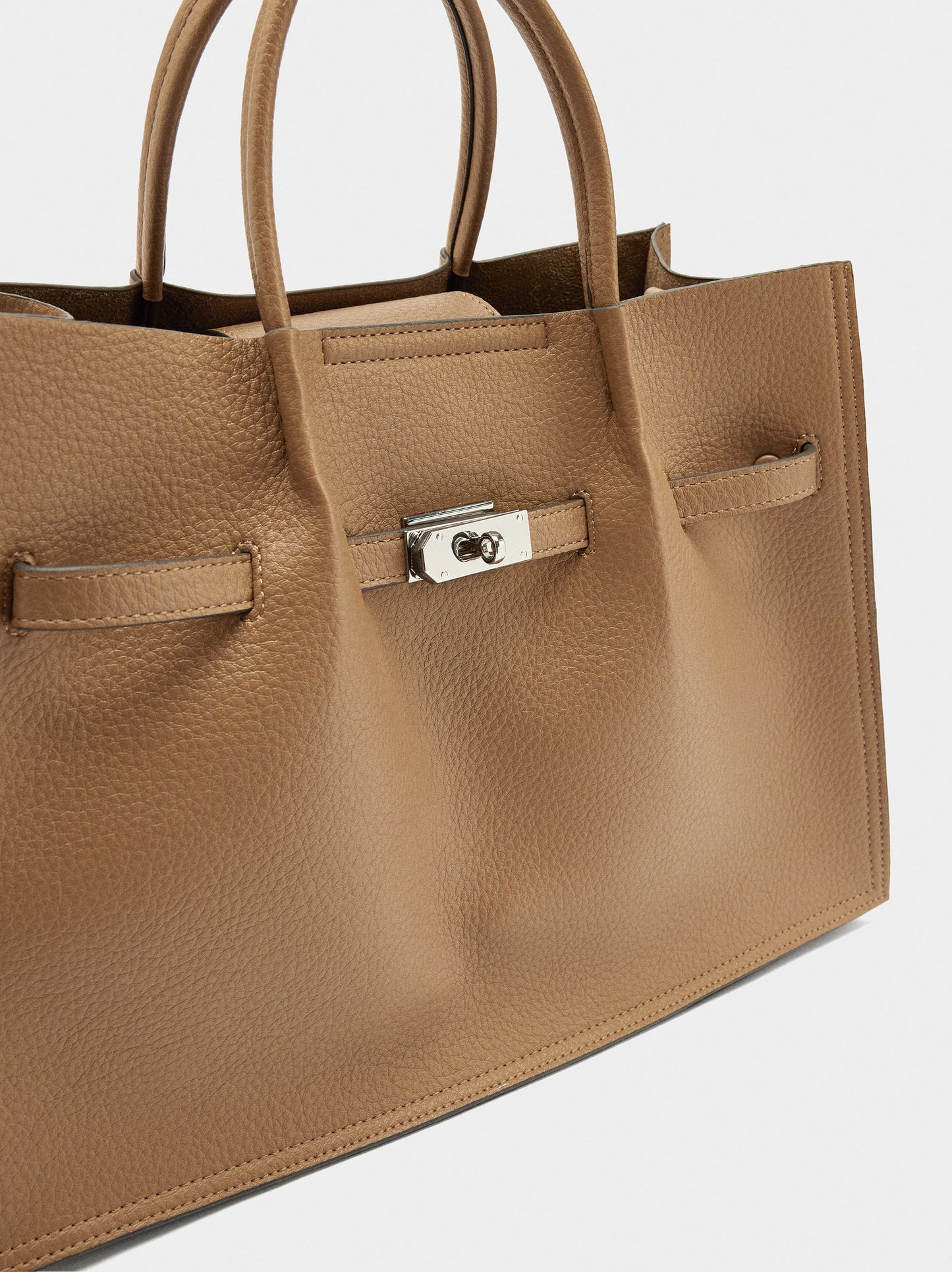 Textured Tote Bag With Belt
