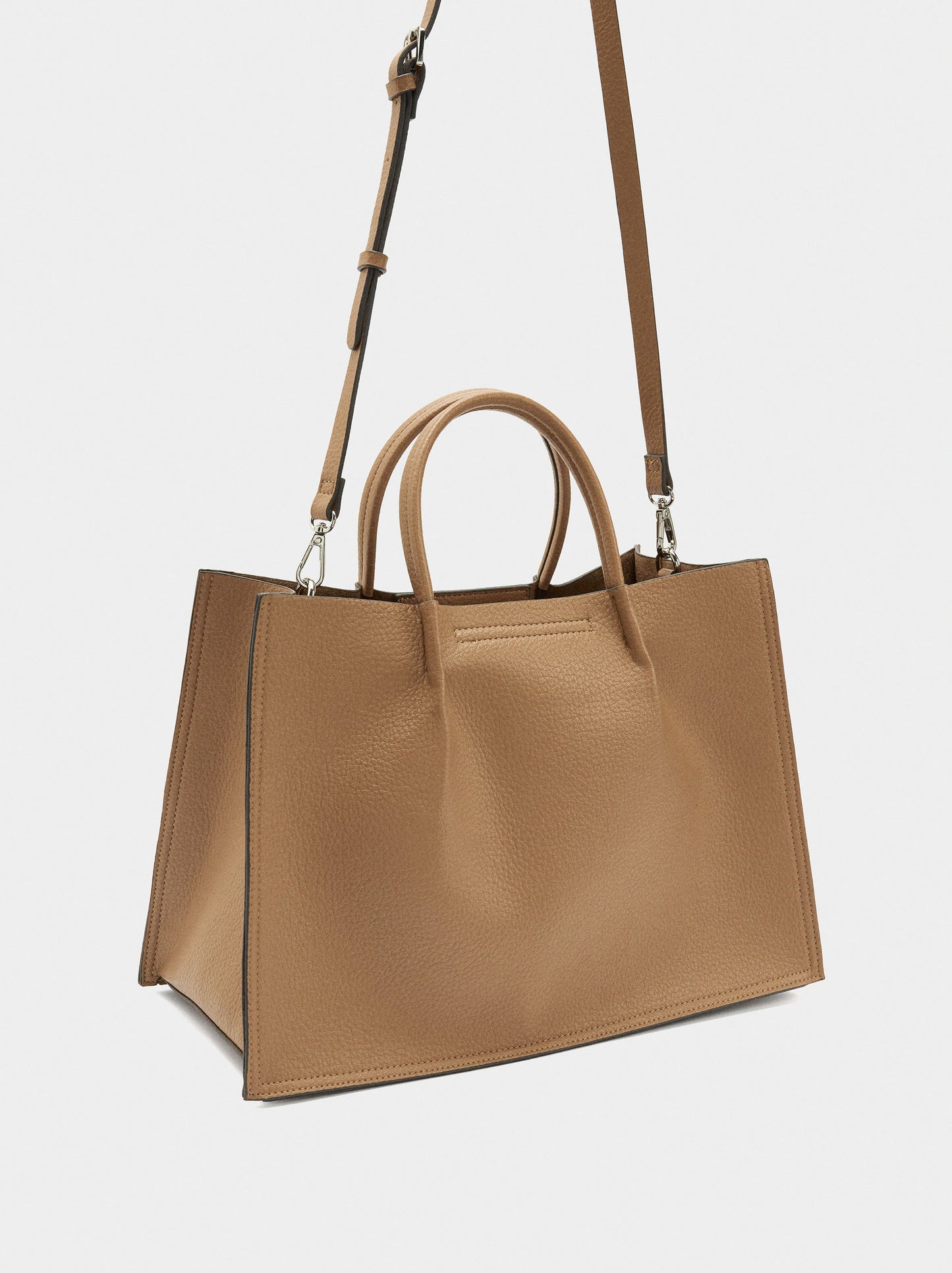 Textured Tote Bag With Belt