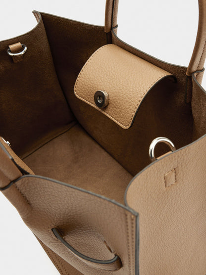 Textured Tote Bag With Belt