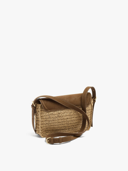 Crossbody Bag With Paper Straw Effect With Flap