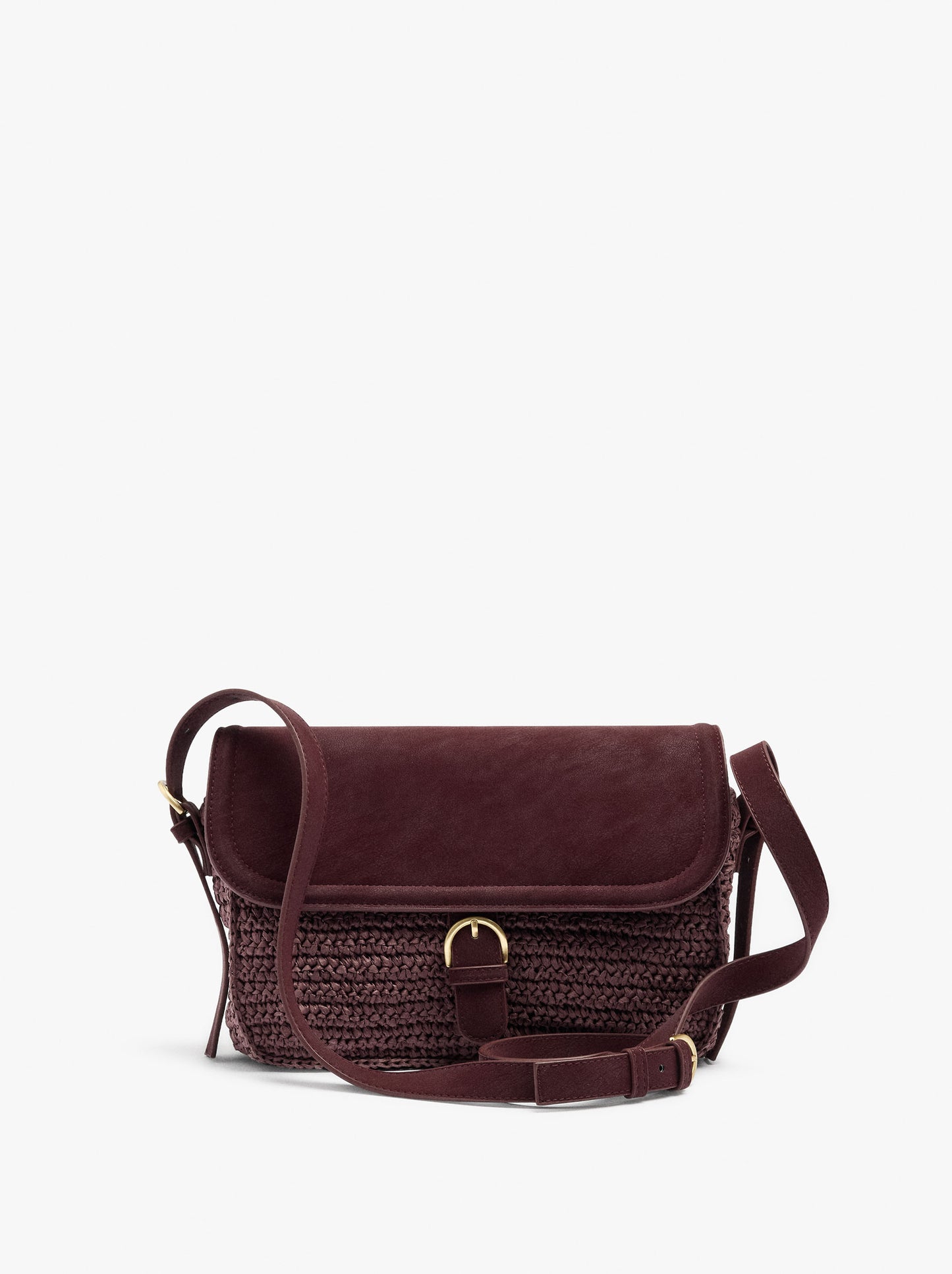 Crossbody Bag With Paper Straw Effect With Flap