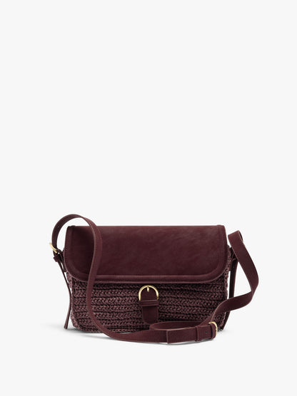 Crossbody Bag With Paper Straw Effect With Flap