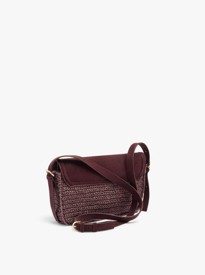 Crossbody Bag With Paper Straw Effect With Flap