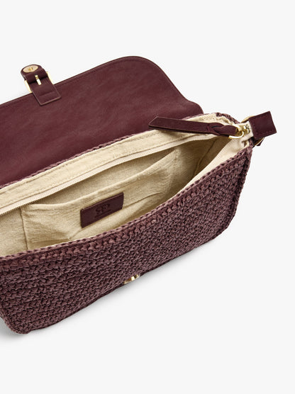Crossbody Bag With Paper Straw Effect With Flap