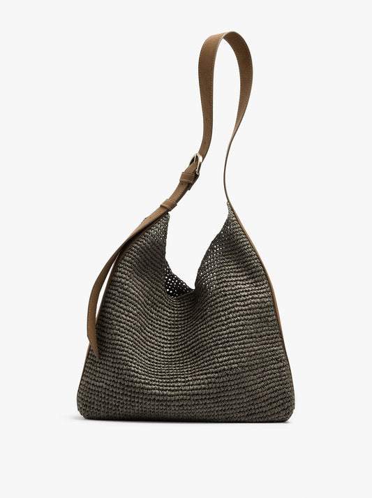 Shoulder Bag With Straw Effect