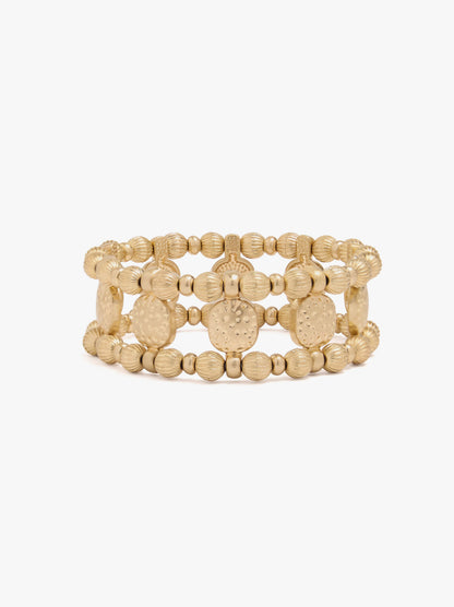 Elastic Bracelet With Striped Beads