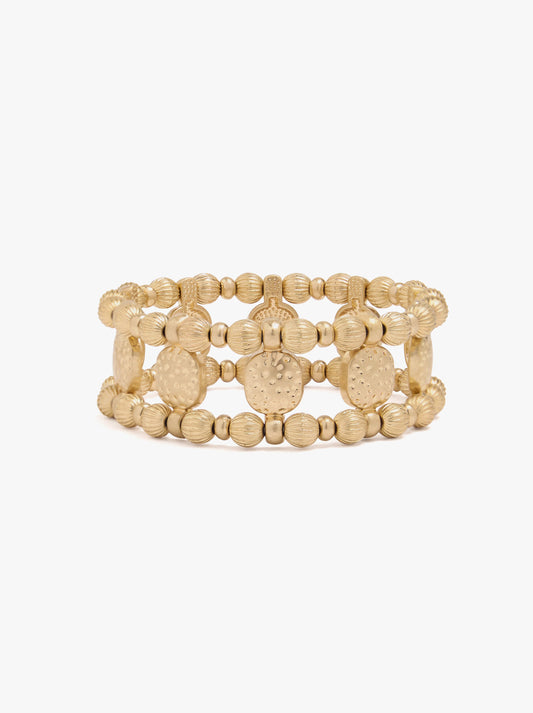 Elastic Bracelet With Striped Beads
