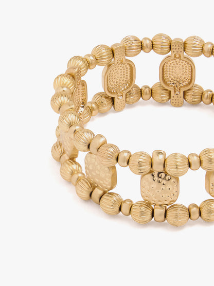 Elastic Bracelet With Striped Beads