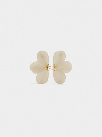 Half-Flower Earrings With Resin