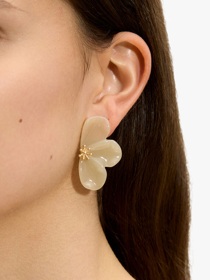 Half-Flower Earrings With Resin