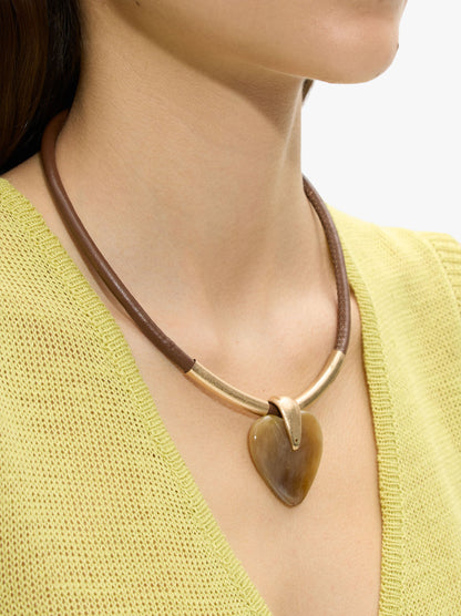 Cord Necklace With Heart Pendant