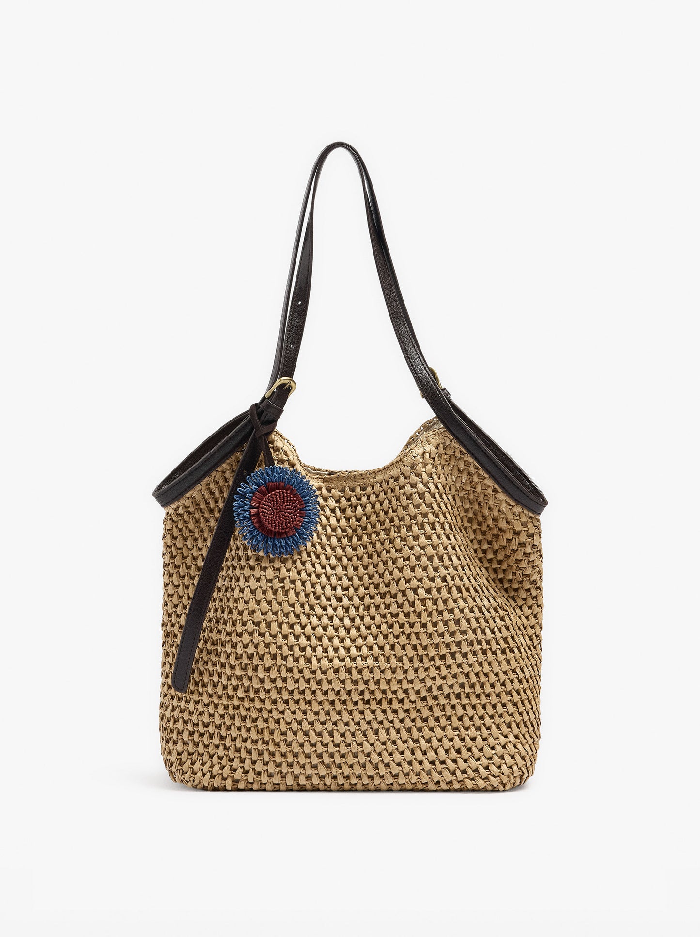 Shopper Bag With Paper Straw Effect With Pendant