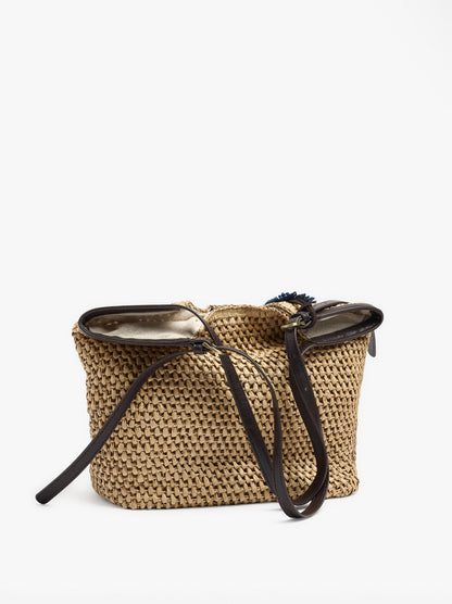 Shopper Bag With Paper Straw Effect With Pendant