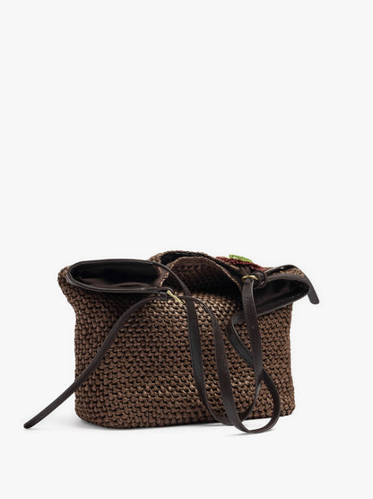 Shopper Bag With Paper Straw Effect With Pendant