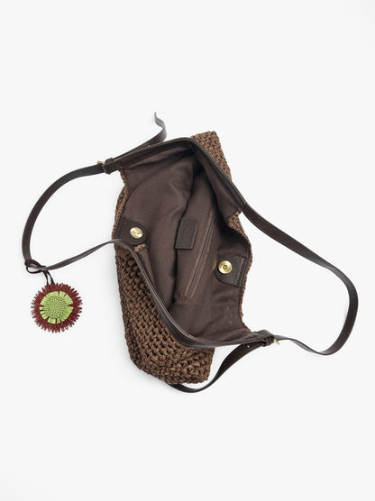 Shopper Bag With Paper Straw Effect With Pendant
