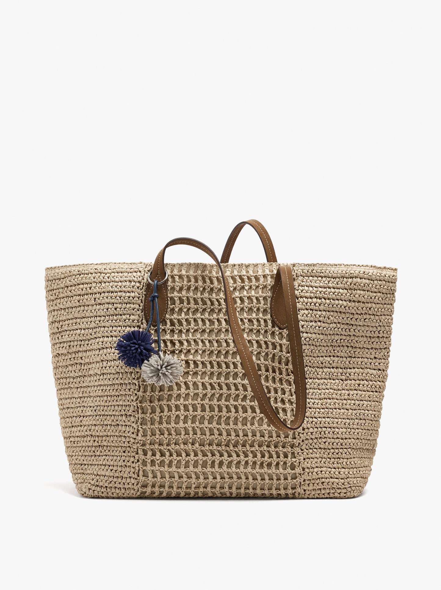 Shopper Bag With Paper Straw Effect With Pendant