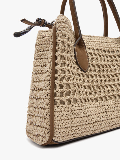 Tote Bag Paper Straw With Crossbody