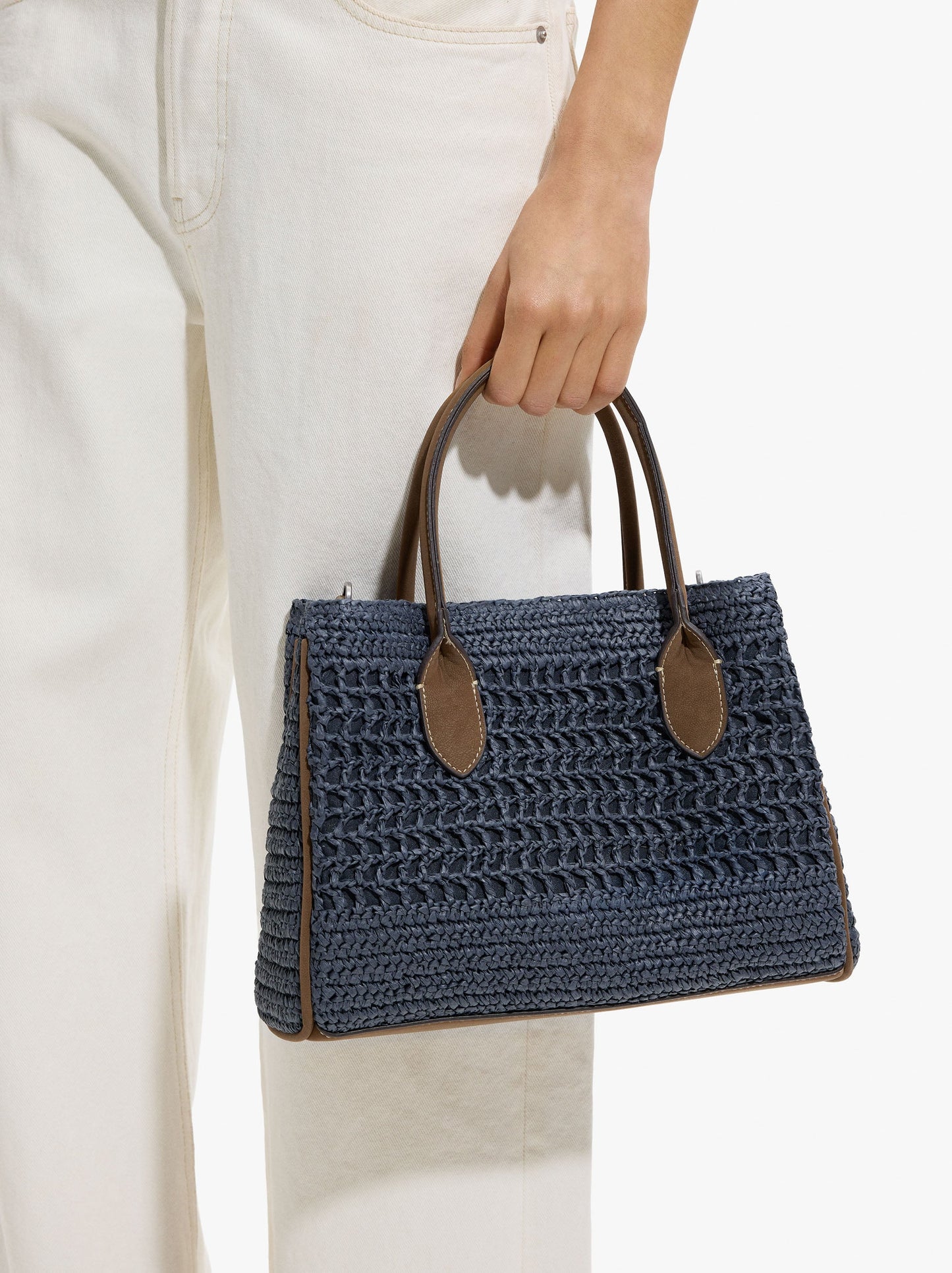 Tote Bag Paper Straw With Crossbody