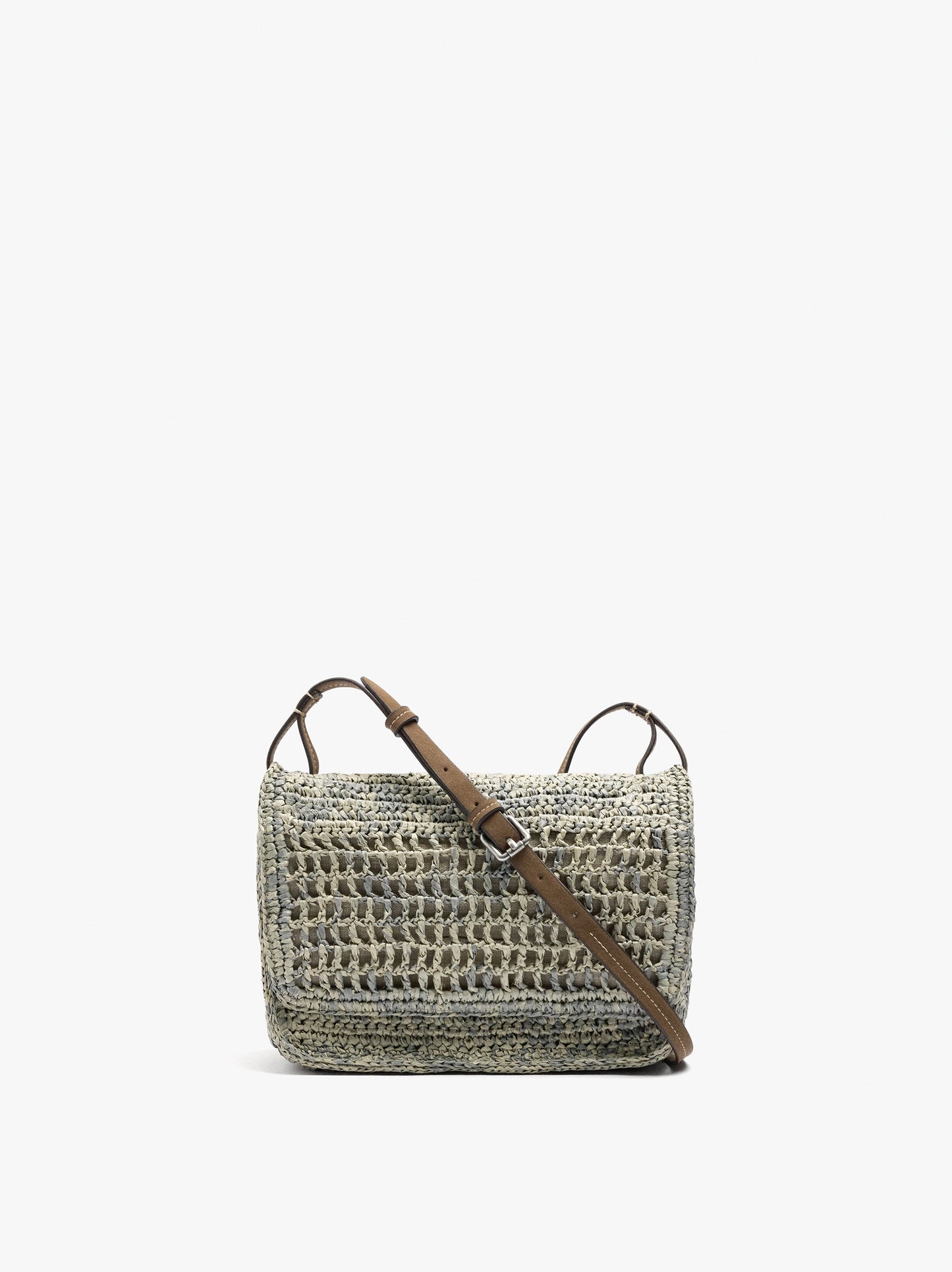Crossbody Bag With Paper Straw Effect With Flap