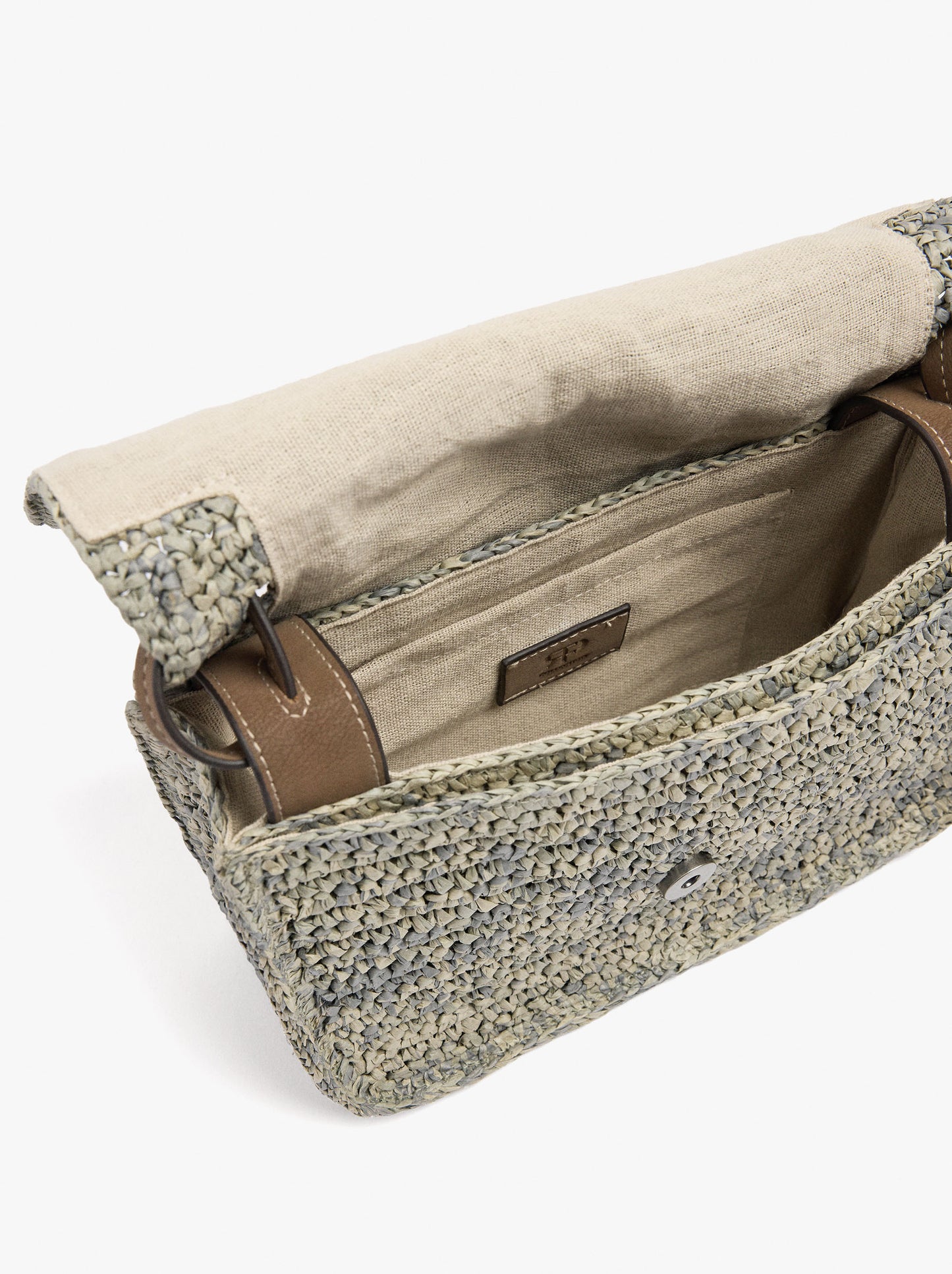 Crossbody Bag With Paper Straw Effect With Flap