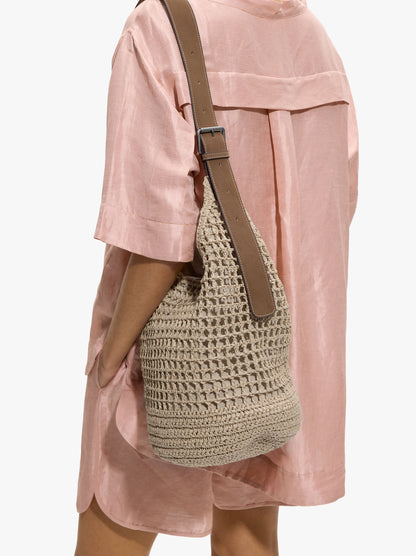 Bucket Bag With Paper Straw Effect