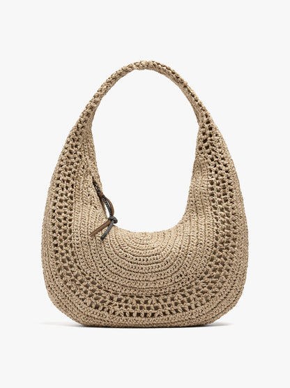 Hobo Bag With Paper Straw Effect