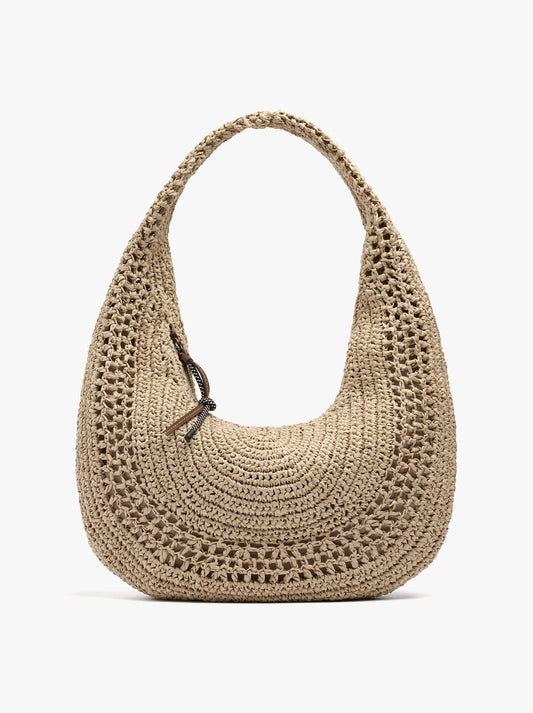 Hobo Bag With Paper Straw Effect