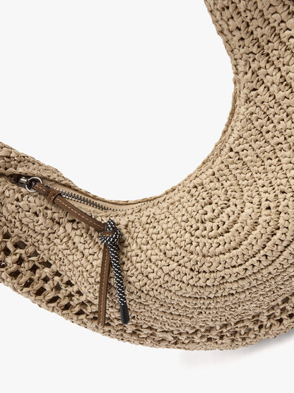 Hobo Bag With Paper Straw Effect