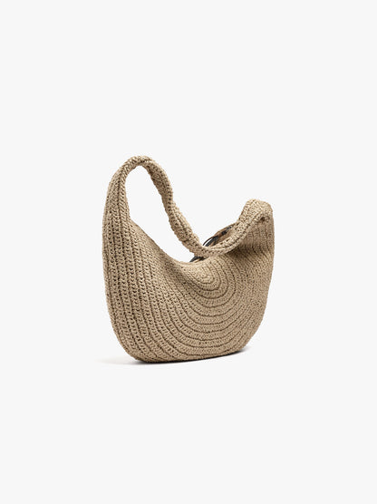 Hobo Bag With Paper Straw Effect