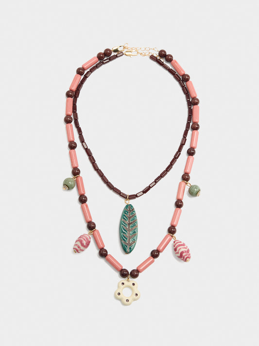 Set Of Necklaces With Ceramic