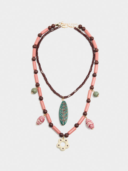 Set Of Necklaces With Ceramic