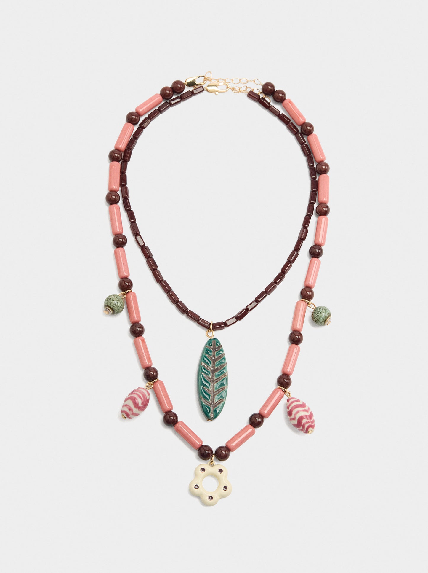 Set Of Necklaces With Ceramic