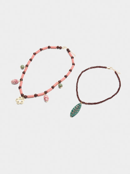 Set Of Necklaces With Ceramic