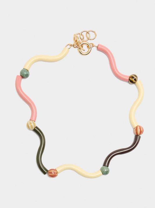 Wavy Necklace With Ceramic