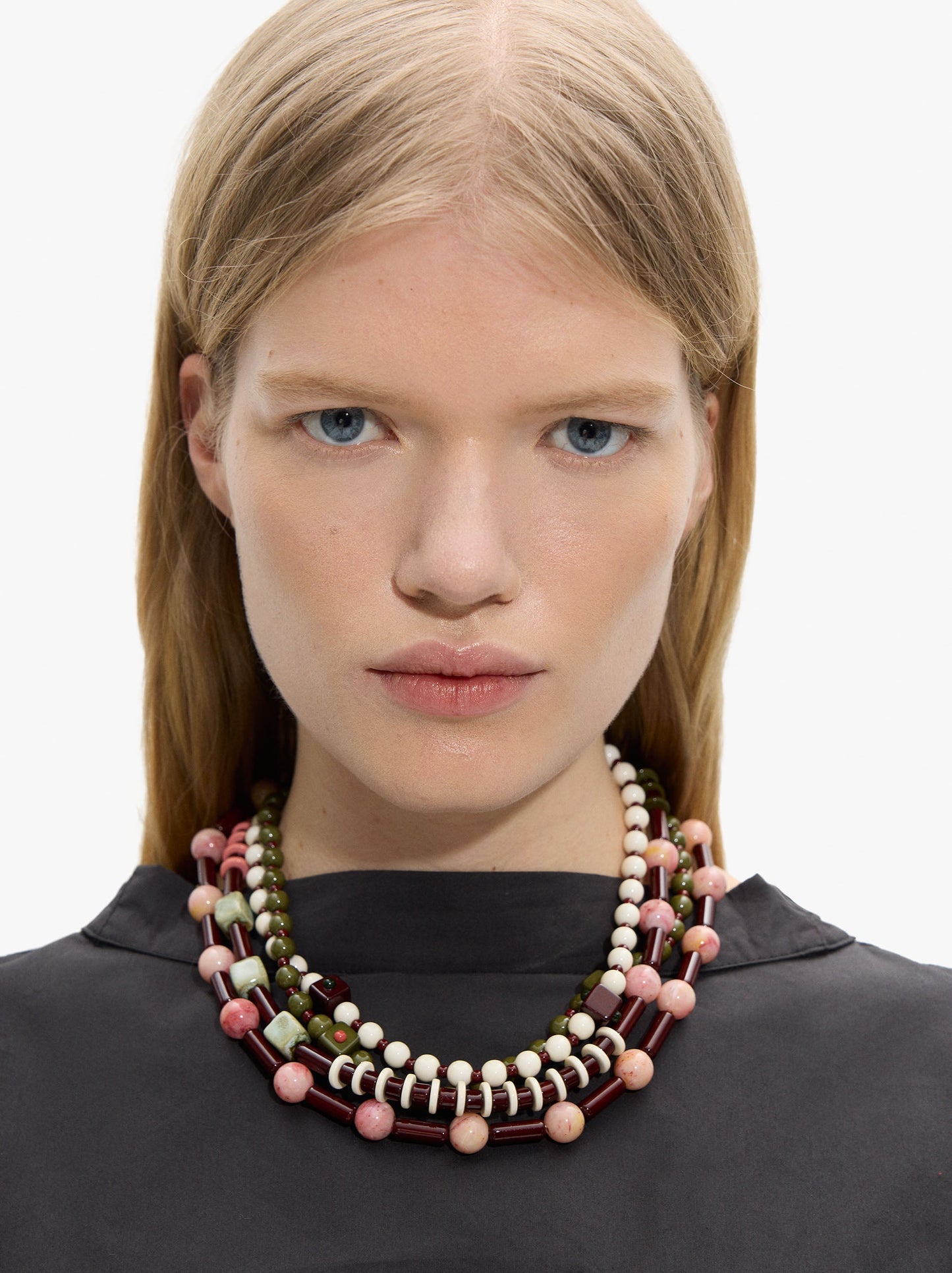 Short Multi-Collar With Ceramic Beads