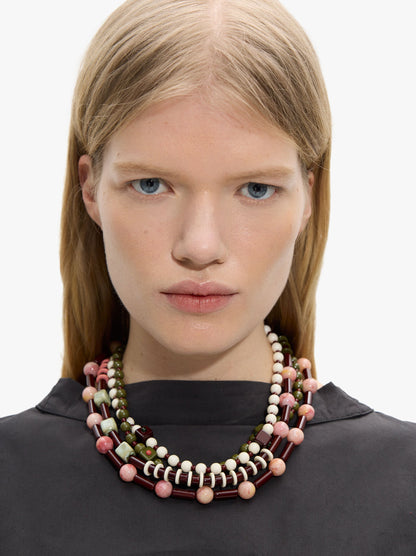 Short Multi-Collar With Ceramic Beads