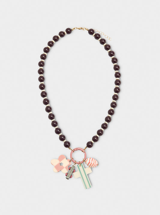 Short Necklace With Resin Beads