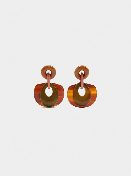 Long Earrings With Ceramic And Resin
