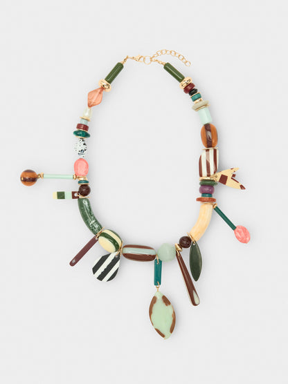Short Necklace With Multicolor Beads