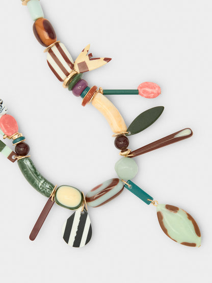 Short Necklace With Multicolor Beads