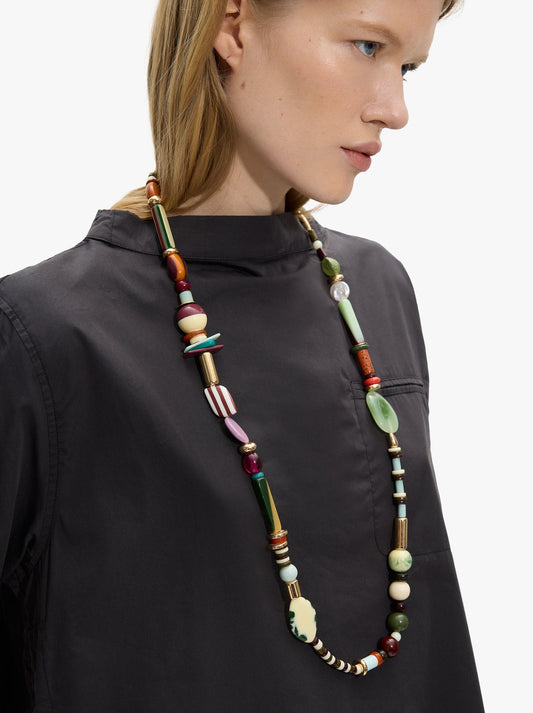 Long Necklace With Multicolor Beads